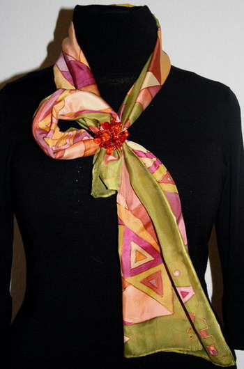 Unique hand made silk scarf accessories, scarf bracelets and scarf
