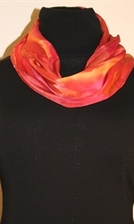 Red and Orange Silk Scarf with Golden and Bronze Accents - photo 3