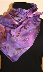 Color Splash Square Silk Scarf in Hues of Purple - photo 1