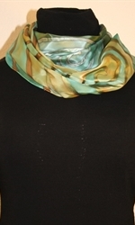 Silk Scarf in Hues of Green with Metallic Twirls - photo 3