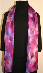 Multicolored Silk Scarf in Pink, Fuchsia and Purple with Metallic Accents - photo 4