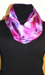 Multicolored Silk Scarf in Pink, Fuchsia and Purple with Metallic Accents - photo 3