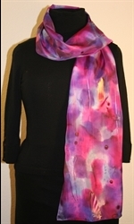 Multicolored Silk Scarf in Pink, Fuchsia and Purple with Metallic Accents - photo 1 