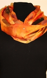 Multicolored Splash Silk Shawl in Yellow and Orange, with Metallic Accents - photo 4