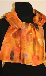 Multicolored Splash Silk Shawl in Yellow and Orange, with Metallic Accents - photo 3