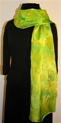 Silk Scarf in Bright Hues of Green and Lime