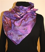 Color Splash Square Silk Scarf in Hues of Purple