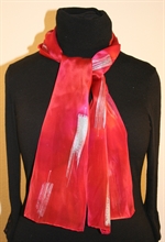 Moroccan Red Silk Scarf with Silver Accents