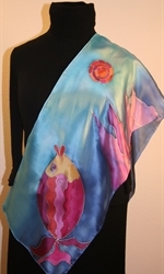 Two Fish Beauties hand painted silk scarf - photo 4
