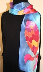 Two Fish Beauties hand painted silk scarf - photo 3