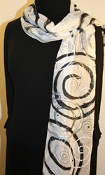 White, Black and Silver Spirals Silk Scarf - photo 2