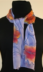 Light Violet Hand Painted Silk Scarf with Four Flowers - photo 1