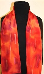 Red and Orange Hand Painted Silk Scarf - photo 3