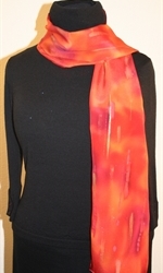 Red and Orange Hand Painted Silk Scarf - photo 2