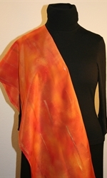 Bright Orange Hand Painted Silk Scarf - photo 4