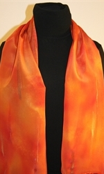 Bright Orange Hand Painted Silk Scarf - photo 3