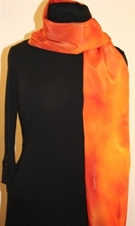 Bright Orange Hand Painted Silk Scarf - photo 2