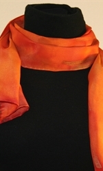 Bright Orange Hand Painted Silk Scarf - photo 1