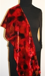 Silk Velvet Hand Painted Silk Scarf in Red and Brown - photo 4