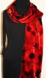 Silk Velvet Hand Painted Silk Scarf in Red and Brown - photo 3