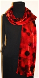 Silk Velvet Hand Painted Silk Scarf in Red and Brown