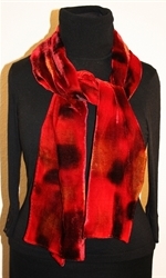 Silk Velvet Hand Painted Silk Scarf in Red and Brown - photo 2