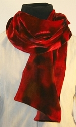 Silk Velvet Hand Painted Silk Scarf in Red and Brown - photo 1