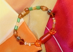 Scarf Accessory for a silk scarf in brick, green and orange tones - photo 4