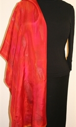 Bronze Blush Hand Painted Silk Scarf in Red and Bronze - 4