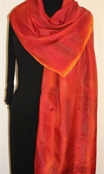 Bronze Blush Hand Painted Silk Scarf in Red and Bronze - 2