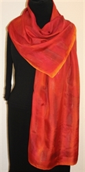 Bronze Blush Hand Painted Silk Scarf in Red and Bronze