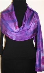 Purple Tartan Hand Painted Silk Scarf - 3