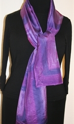 Purple Tartan Hand Painted Silk Scarf - 1