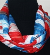 Red, White and Blue Hand Painted Silk Scarf