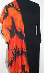 Flowing Lava Hand Painted Silk Scarf in Red, Orange and Black - 4