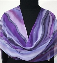 Purple Rivers Hand Painted Silk Scarf in Lavender and Purple