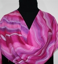 Sweet Dreams Hand Painted Silk Scarf in Pink, Fuchsia and Purple