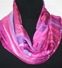 La Vie en Rose Hand Painted Silk Scarf in Pink, Fuchsia and Purple