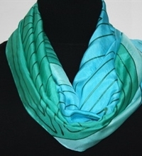 Summer Lagoon Hand Painted Silk Scarf in Turquoise and Teal