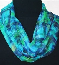Tropical Seas Hand Painted Silk Scarf in Turquoise and Teal