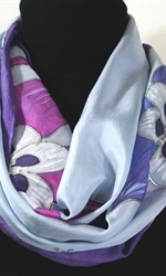 Colorado Columbines Hand Painted Silk Scarf in Purple and Light lavender - 1