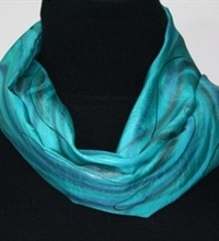 Ocean Breeze Hand Painted Silk Scarf in Turquoise
