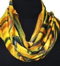Golden Roads Hand Painted Silk Scarf in Golden Yellow and Black