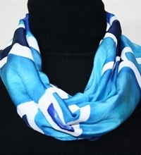 Ocean Garden Hand Painted Silk Scarf in Turquoise and Blue