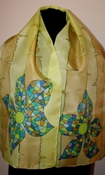 Beige and Yellow Scarf with Mosaic Flowers 2