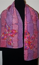Pink and Purple Scarf with Mosaic Flowers