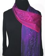 Autumn Dusk Hand Painted Silk Scarf - size 8x52 in Purple and Fuchsia