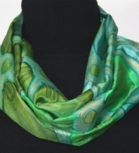 Spring Clovers Hand Painted Silk Scarf in Green
