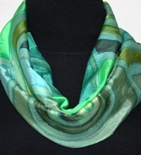 Prairie Winds Hand Painted Silk Scarf in Green