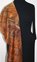 Ember Dance Hand Painted Silk Scarf in Terracotta and Brown - 4
